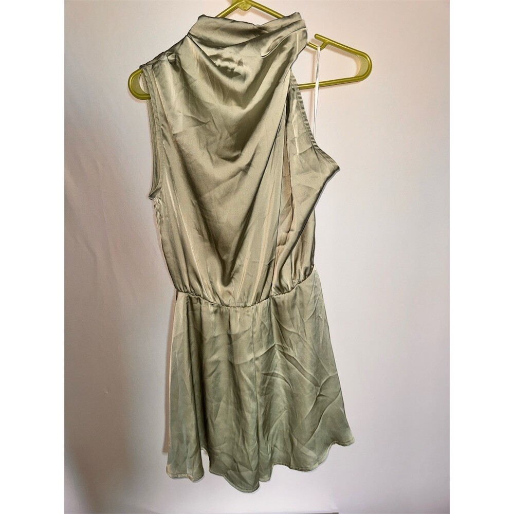 Hello Molly Mini Dress Womens AU 10 US 6 Sage Green Sleeveless High Neck